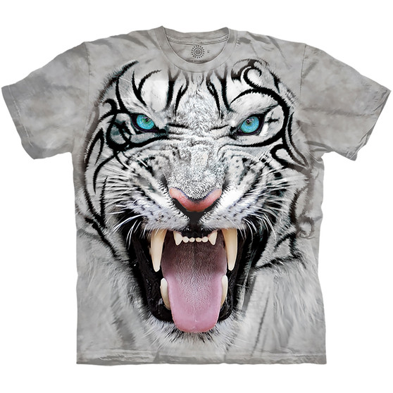 Liquid Blue Big Face® Tribal White Tiger Classic Cotton T-Shirt