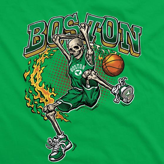 Liquid Blue Boston Dunker Basketball Skeleton Hoodie