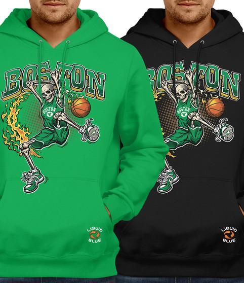 liquid blue Boston Dunker Basketball Skeleton Hoodie