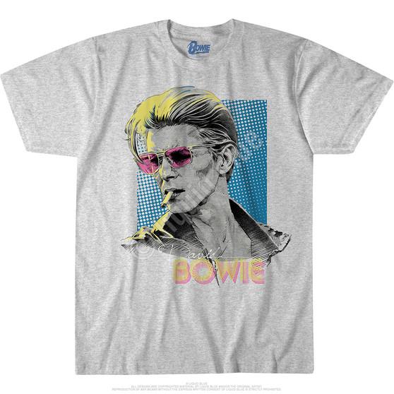 Liquid Blue Bowie Sketch Heather Grey Poly-Cotton T-Shirt