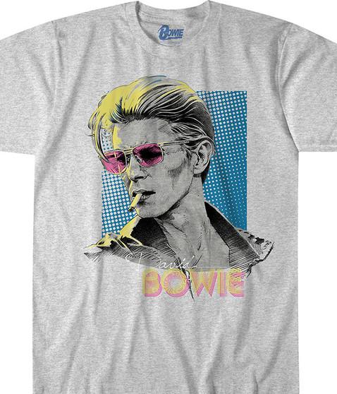 liquid blue Bowie Sketch Heather Grey Poly-Cotton T-Shirt