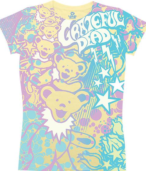 liquid blue Bubble Gum Bears Yellow Juniors Long Length T-Shirt