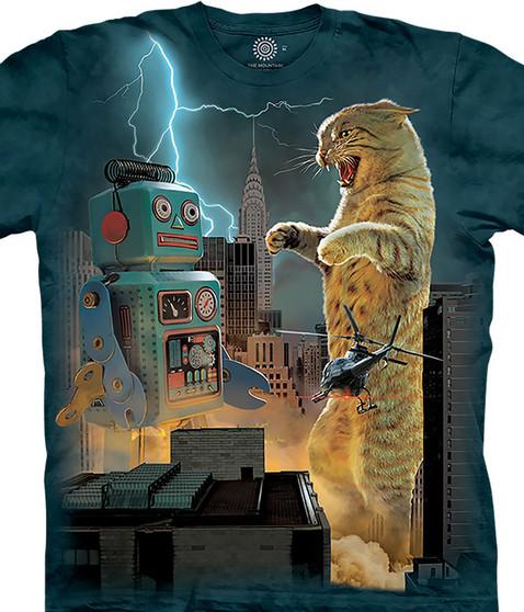 liquid blue Catzilla Vs. Robot Classic Cotton T-Shirt