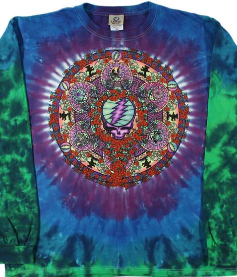 liquid blue Celtic Mandala Tie-Dye Long Sleeve T-Shirt