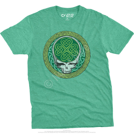 Liquid Blue Celtic Shamrock SYF Poly Cotton Heather Green T-Shirt