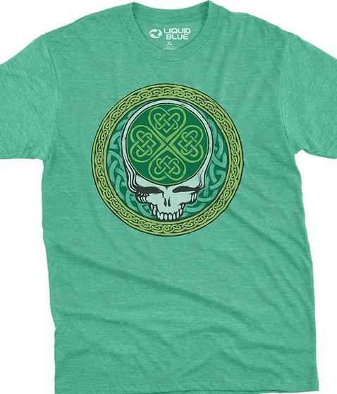 liquid blue Celtic Shamrock SYF Poly Cotton Heather Green T-Shirt
