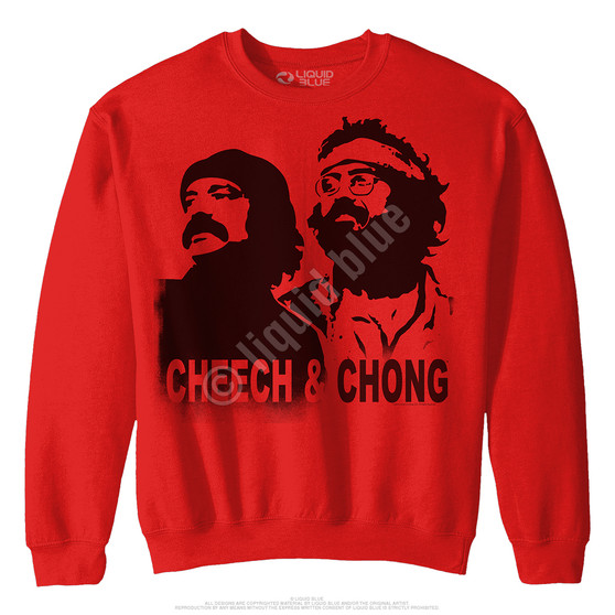 Liquid Blue Cheech And Chong Stencil Red Sweatshirt