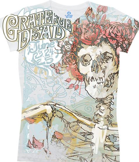 liquid blue Classic Bertha White Juniors Long Length T-Shirt