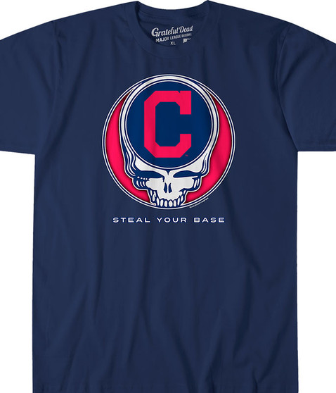 liquid blue Cleveland Guardians Steal Your Base Navy Athletic T-Shirt