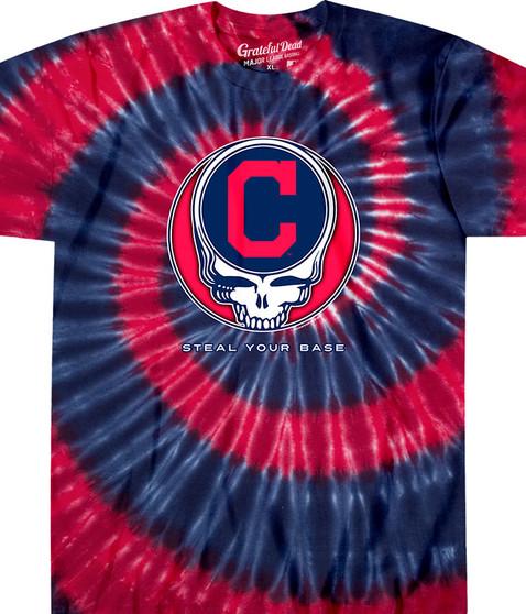 liquid blue Cleveland Guardians Steal Your Base Tie-Dye T-Shirt