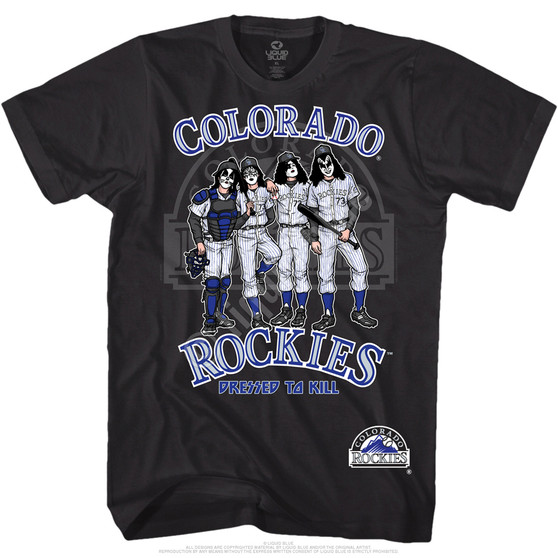 Liquid Blue Colorado Rockies Dressed To Kill Black T-Shirt