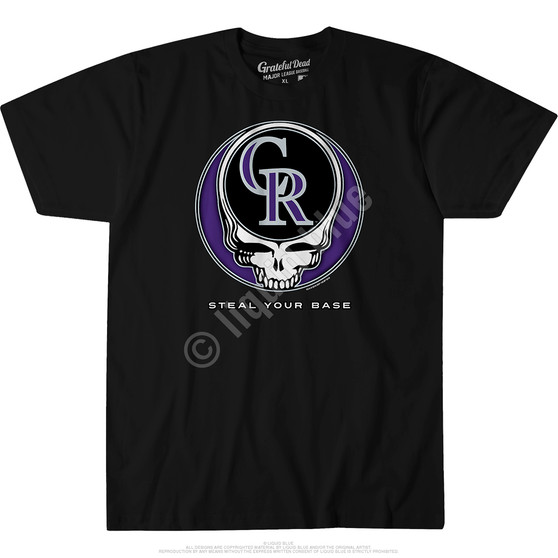 Liquid Blue Colorado Rockies Steal Your Base Black Athletic T-Shirt