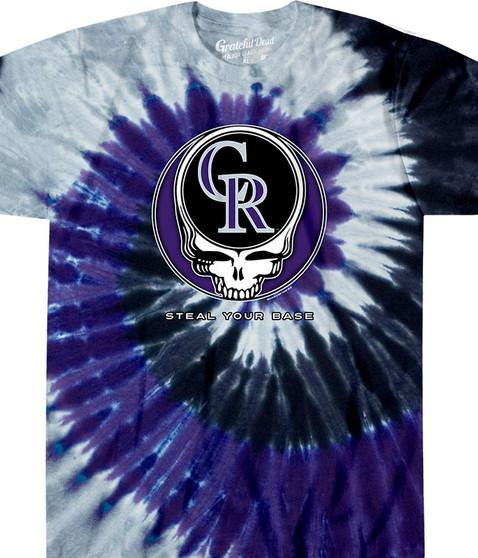 liquid blue Colorado Rockies Steal Your Base Tie-Dye T-Shirt
