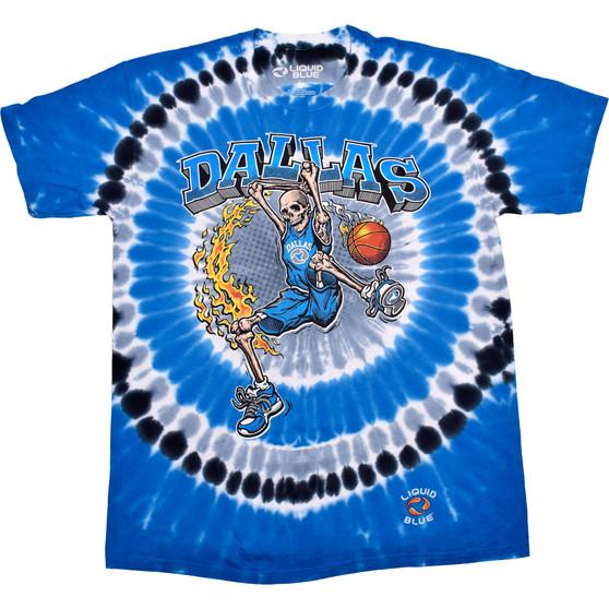 Liquid Blue Dallas Dunker Basketball Skeleton Tie-Dye T-Shirt