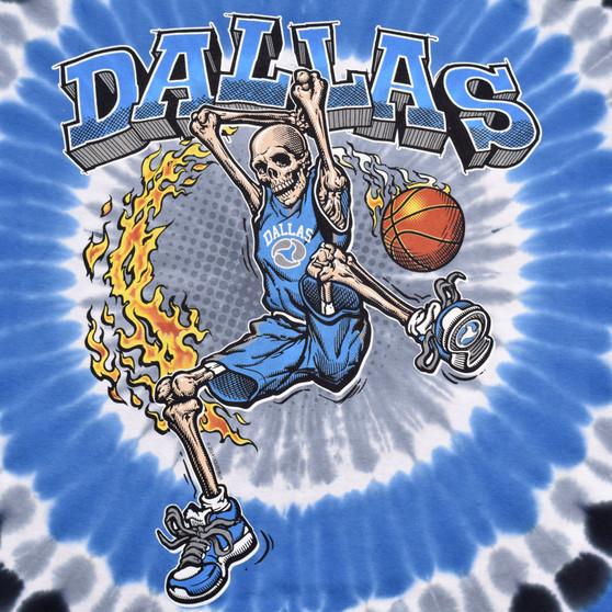 Liquid Blue Dallas Dunker Basketball Skeleton Tie-Dye T-Shirt