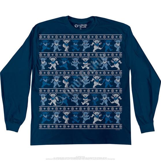 Liquid Blue Dancin Bear Xmas Sweater Navy Long Sleeve T-Shirt