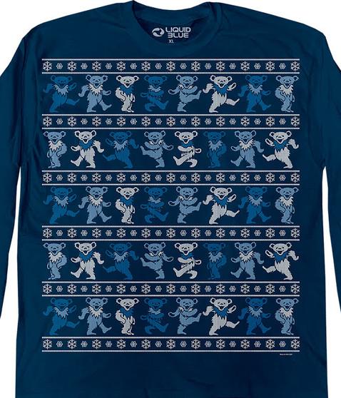 liquid blue Dancin Bear Xmas Sweater Navy Long Sleeve T-Shirt
