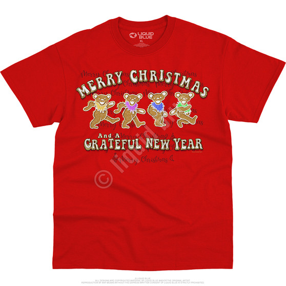 Liquid Blue Dancin' Gingerbread Bears Youth Red T-Shirt