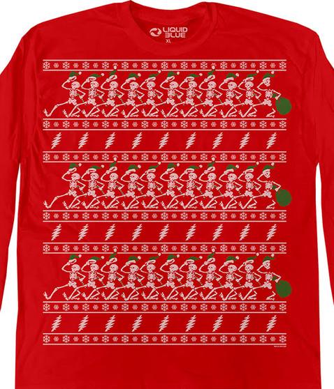 liquid blue Dancin Skeletons Xmas Sweater Red Long Sleeve T-Shirt