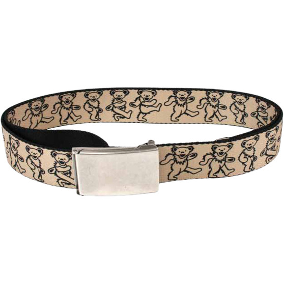 Liquid Blue Dancing Bear Adjustable Web Belt Tan Small