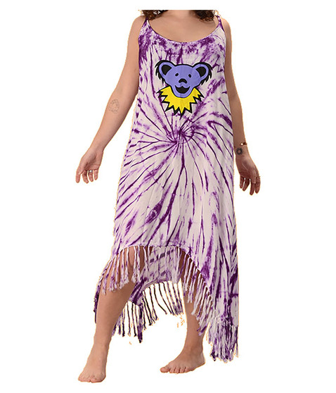 liquid blue Dancing Bear Fringe String Assorted Tie Dye Dress