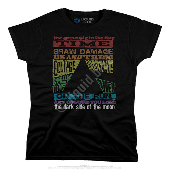 Liquid Blue Dark Side Tracks Black Womens Long Length T-Shirt