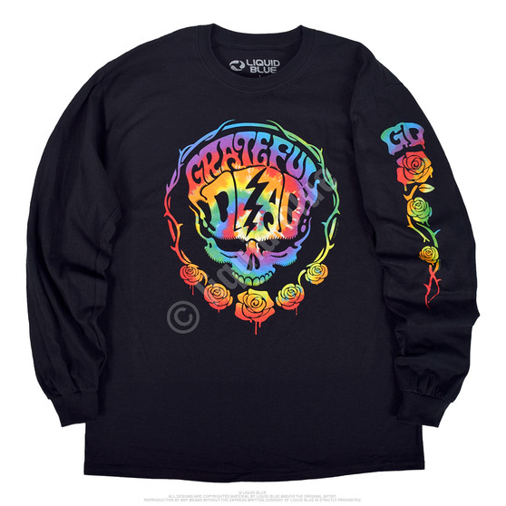 Liquid Blue Deadhead Black Sleeve Printed Long Sleeve T-Shirt