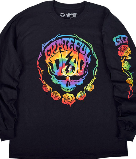 liquid blue Deadhead Black Sleeve Printed Long Sleeve T-Shirt