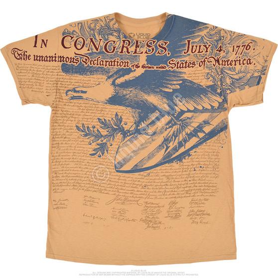 Liquid Blue Declaration Of Independence Gold T-Shirt