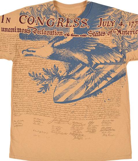 liquid blue Declaration of Independence Gold T-Shirt