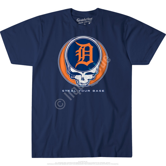 Liquid Blue Detroit Tigers Steal Your Base Navy Athletic T-Shirt