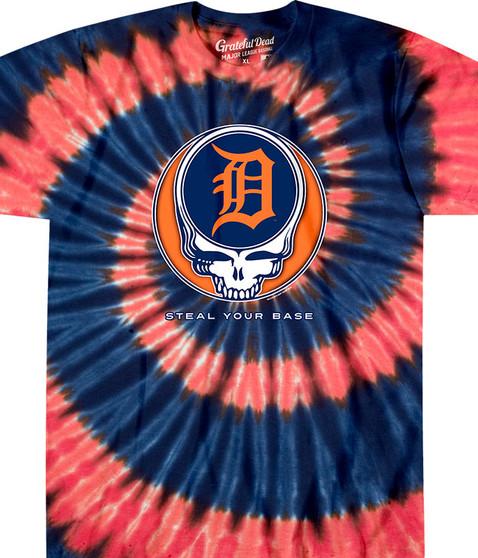 liquid blue Detroit Tigers Steal Your Base Tie-Dye T-Shirt