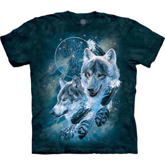 Liquid Blue Dreamcatcher Wolf Collage Classic Cotton T-Shirt