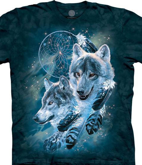 liquid blue Dreamcatcher Wolf Collage Classic Cotton T-Shirt
