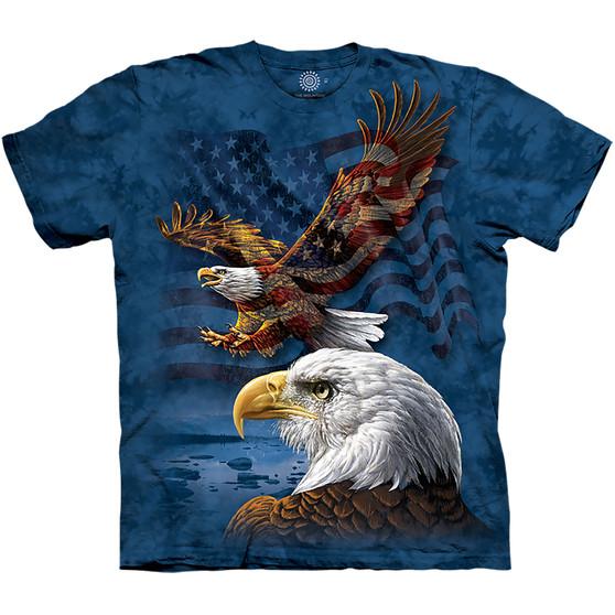 Liquid Blue Eagle Flag Collage Classic Cotton T-Shirt