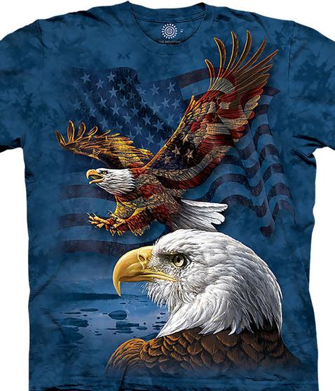 liquid blue Eagle Flag Collage Classic Cotton T-Shirt
