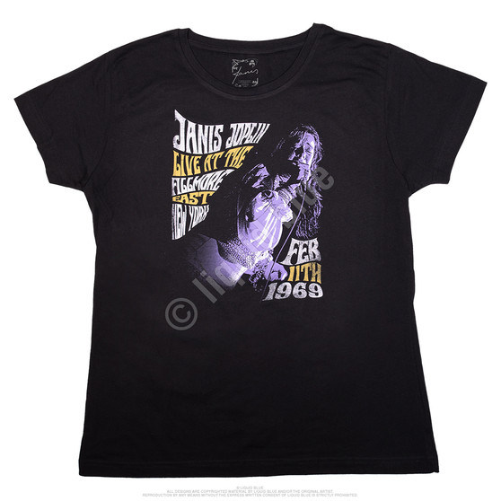 Liquid Blue Fillmore East 68 Womens Long Length Black T-Shirt
