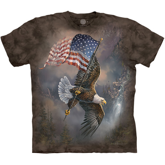 Liquid Blue Flag-Bearing Eagle Classic Cotton T-Shirt