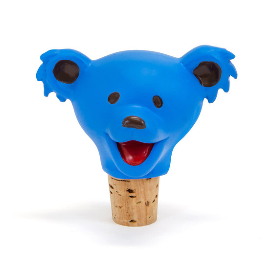 Liquid Blue GD Dancing Bear Head Blue Bottle Stopper