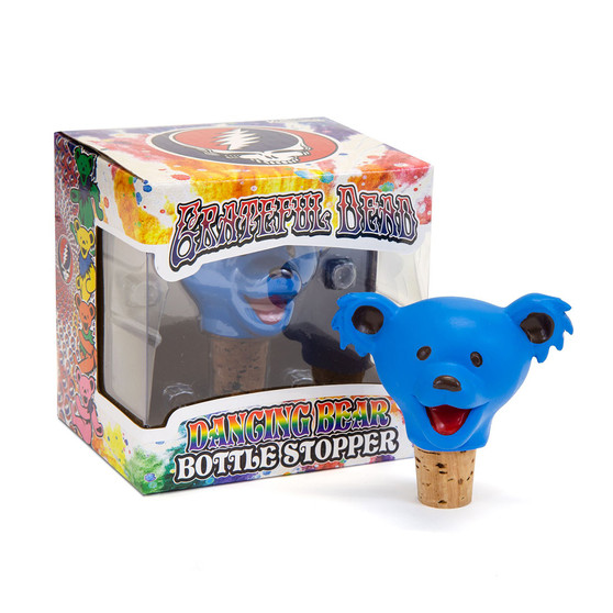 Liquid Blue GD Dancing Bear Head Blue Bottle Stopper