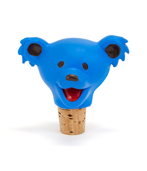 liquid blue GD Dancing Bear Head Blue Bottle Stopper