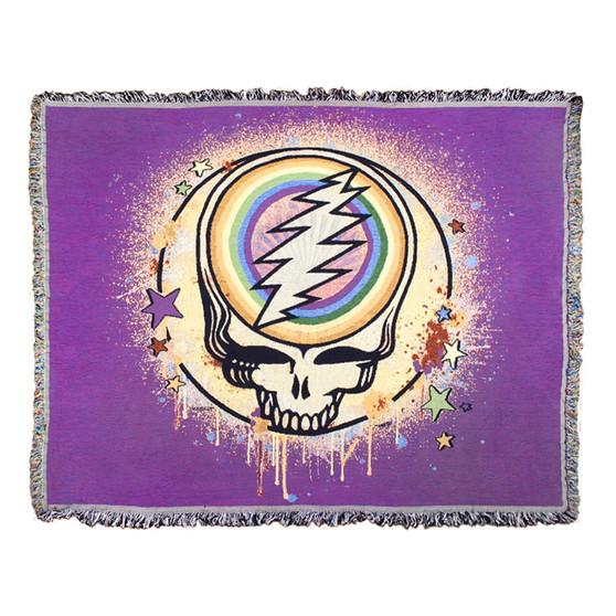 Liquid Blue GD Rainbow Splatter Purple Woven Blanket