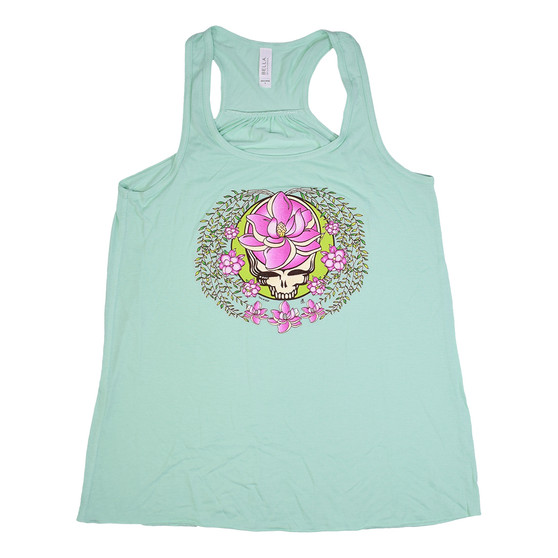 Liquid Blue GD Sugar Magnolia Green Flowy Womens Racerback Tank Top T-Shirt