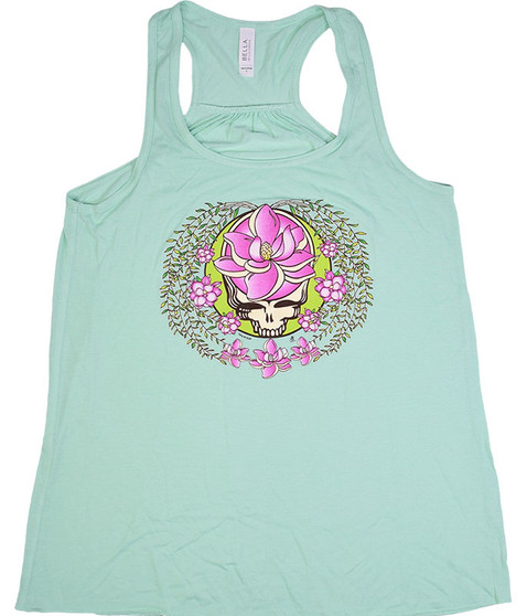 liquid blue GD Sugar Magnolia Green Flowy Womens Racerback Tank Top T-Shirt