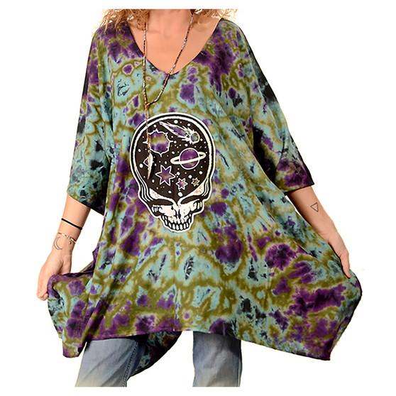 Liquid Blue Grateful Dead Space Your Face Tie-Dye Poncho