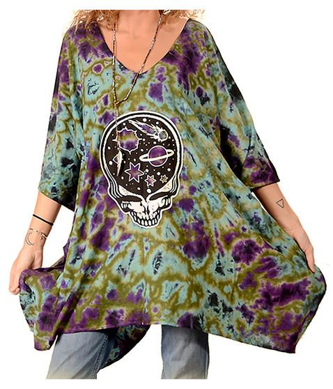 liquid blue Grateful Dead Space Your Face Tie-Dye Poncho