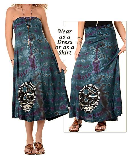 liquid blue Grateful Dead Space Your Face Tie-Dye Skirt
