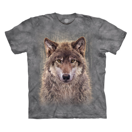 Liquid Blue Gray Wolf Forest Classic Cotton T-Shirt