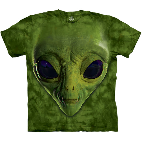Liquid Blue Green Alien Face Classic Cotton T-Shirt