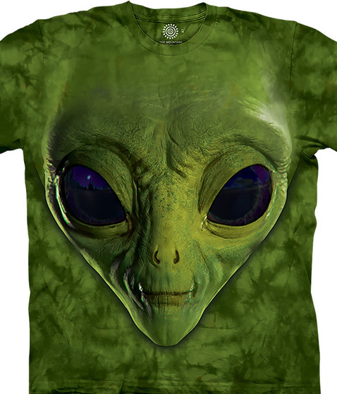 liquid blue Green Alien Face Classic Cotton T-Shirt